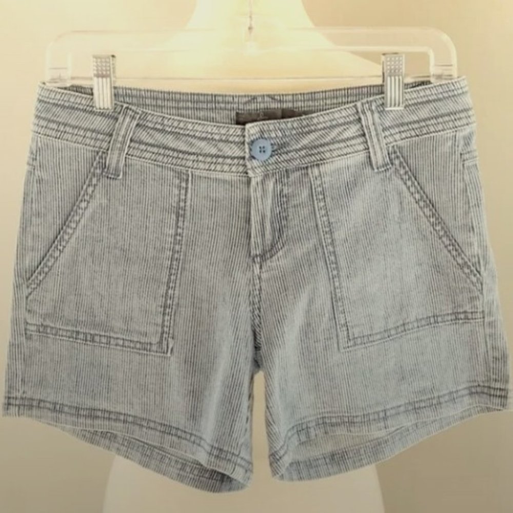 PRANA Tess Micro Stripe Denim Shorts, Sz 2